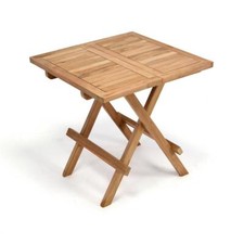DIVERO Beistelltisch Balkontisch Garten Terrasse Holz Teak 50x50cm behandelt