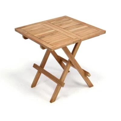 DIVERO Beistelltisch Balkontisch Garten Terrasse Holz Teak 50x50cm behandelt - Bild 1 von 4