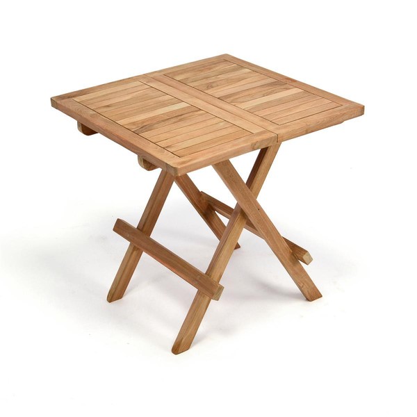 DIVERO Mesa Auxiliar Mesa Balcón Jardín Terraza Madera Teca 50x50cm Tratada