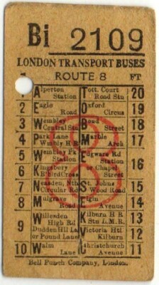 London Transport Busse Ticket 8 - Linie 8