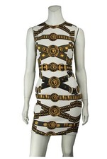 Versus Versace Printed Black White Gold Mini Dress Size 38