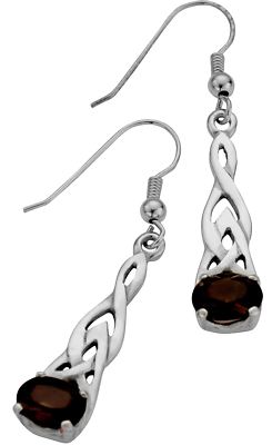 Sterling Silber Ohrringe Ohrhänger offen Interlace Rauchquarz