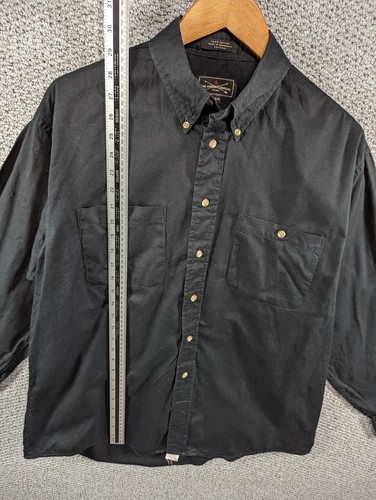 ARROW Vintage 90's Men's Solid Black Cotton Button Down Casual Shirt 16.5 L XL - Picture 4 of 10