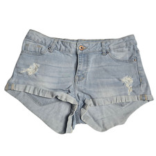 H M Denim Women's Distressed Shorts Light Blue Sz 6 Divided