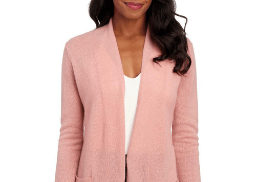 NEW 100% CASHMERE BEIGE PINK PURPLE LONG CARDIGAN SIZE M L SIZE XL $298 - Picture 10 of 12