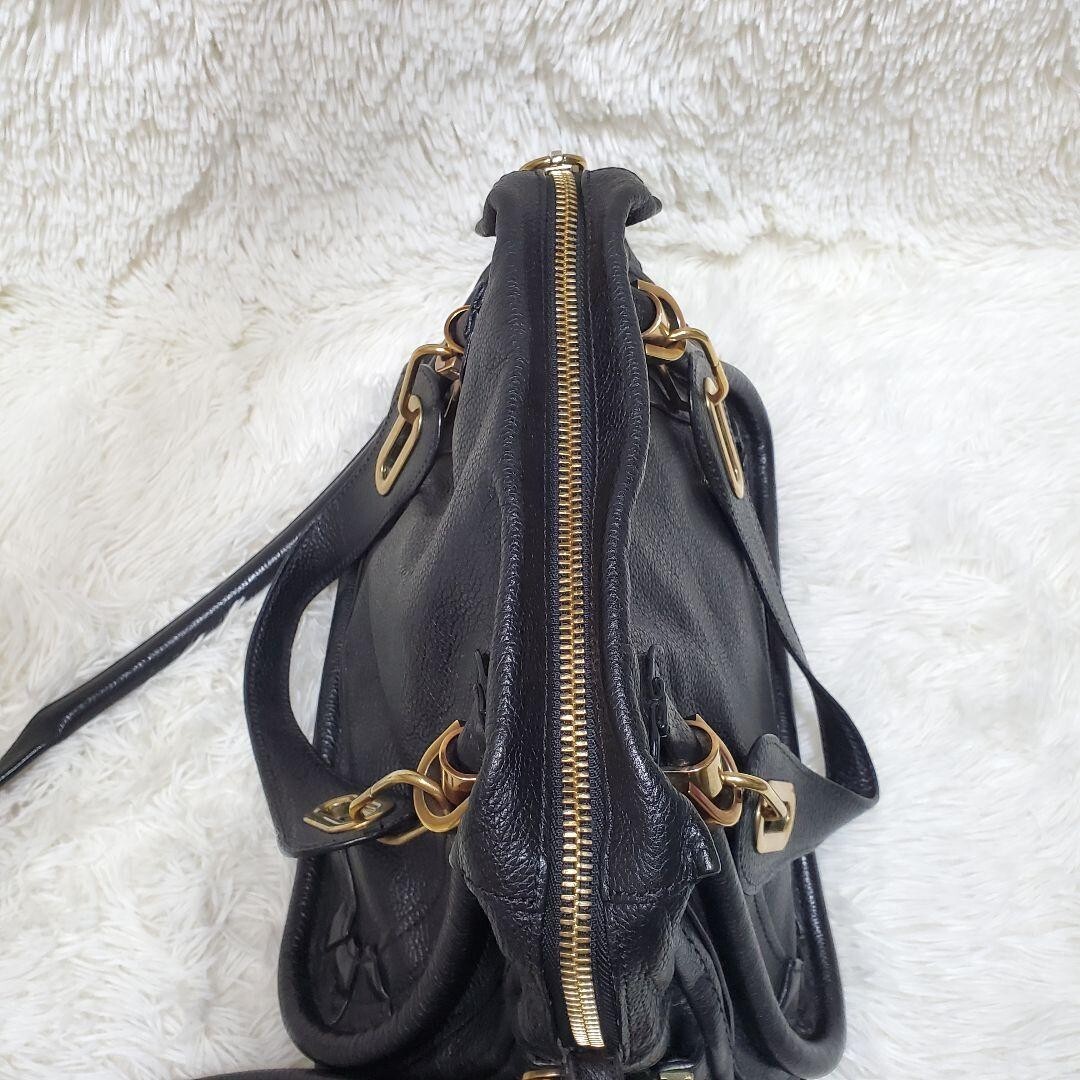 Chloé Paraty Shoulder Bag 2way ric Chloe Paraty 2Way Hand Shoulder Bag Leather zip color Black gold