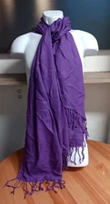 Womens Mens Cashmere Purple Oversized Scarf Tussles Wrap Neckwarmer 72x25 inch