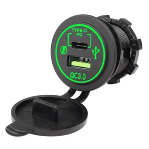12V Chaussette allume-cigare auto PD Type C QC3.0 USB Adaptateur d'alimentation de chargeur rapide