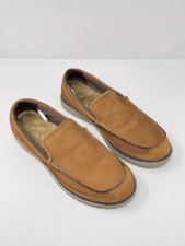 LL Bean Mens Shoes Brown Leather All Week Slipper Mocs Slip On Sherpa Lined 11 M