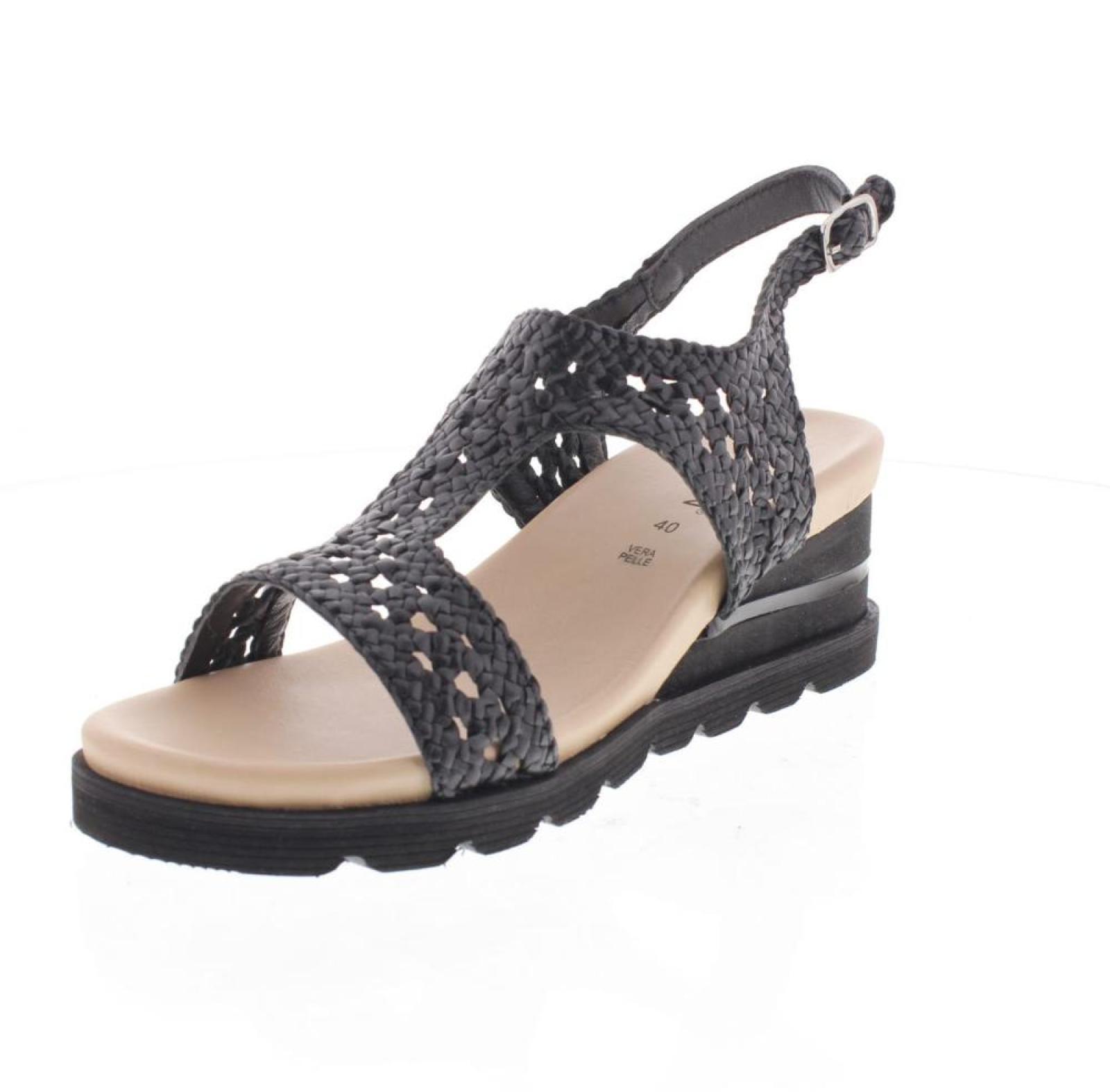 Kelidon Sandali In Pelle Con Zeppa Nero - Taglia 38 Scarpe Donna Sandali Zeppa