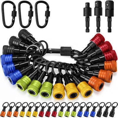 Threlaco 24 Pcs Bit Holder Keychain, 1/4 3/8 1/2 Socket Hex Shank Bit Holders...