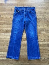 Vintage 70s Roebuck Sears Denim Jeans 32x30 Bootcut Flare Scovill Zipper USA