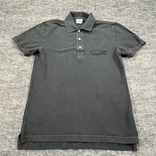 Lacoste Big Croc Polo Shirt Mens Size 3 Black Big Logo Embroidered