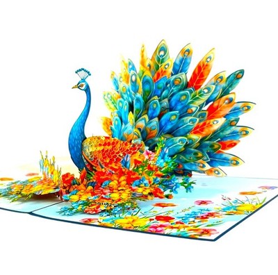 Handgefertigte 3D Pop Up Karte Pfau Geburtstag Mutter Jahrestag Neu Zuhause Hochzeit