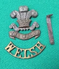 Antique The Welsh 1881-1920 Brass Cap Badge & Shoulder Title A/F WW1 military