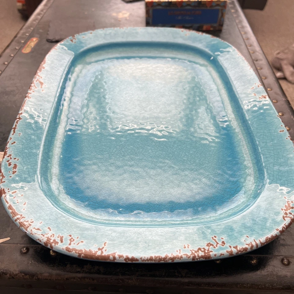 "Plato azul rústico para Williams Sonoma 17""" Foto 3 de 4