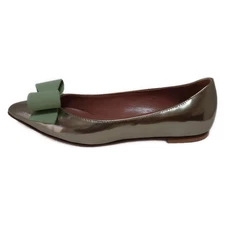 Auth RED VALENTINO - Gold Light Green Patent Leather Women's Shoes