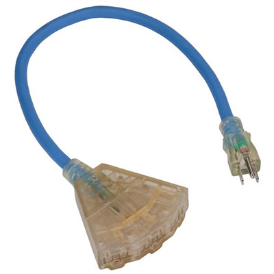  SL-9102 Bayco 2' Cord Triple-Tap 12/3 Lighted Ends