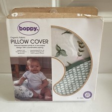 Boopy Organic Fabric Pillow Cover Green Little Leaves