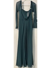 NWT White by Vera Wang Sz 2 Emerald Green Chiffon Prom Bridesmaid Dress Formal