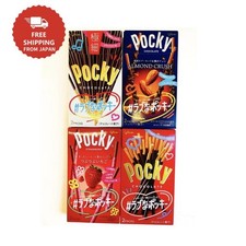 Juego de 4 cajas de variedad de chocolate POCKY JAPONÉS fresa almendra aplastante DESDE JAPÓN