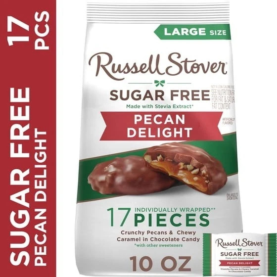 RUSSELL STOVER Sugar Free Pecan Delight Chocolate Candy, 10 oz. bag
