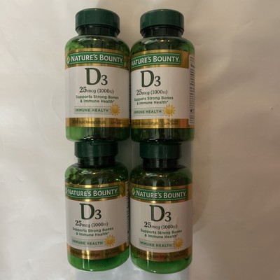 Natures Bounty D3 25mcg 250 Rapid Release Softgels Immune Health   Lot Of Four