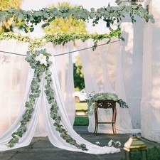 Faux Silk Leaf Vine Greenery Wedding Artificial Silver Dollar Eucalyptus Garland