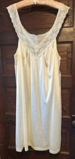 Vintage VANITY FAIR Ivory Nylon Nightgown Floral Embroidered Lace Approx Size M