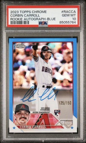 2023 Topps Chrome Corbin Carroll Rookie Auto RC Blue Refractor #/150 PSA 10