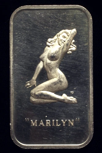 Vintage 1 Oz. .999 Fine Silver Art Bar "Marilyn"     Colonial Mint  1973