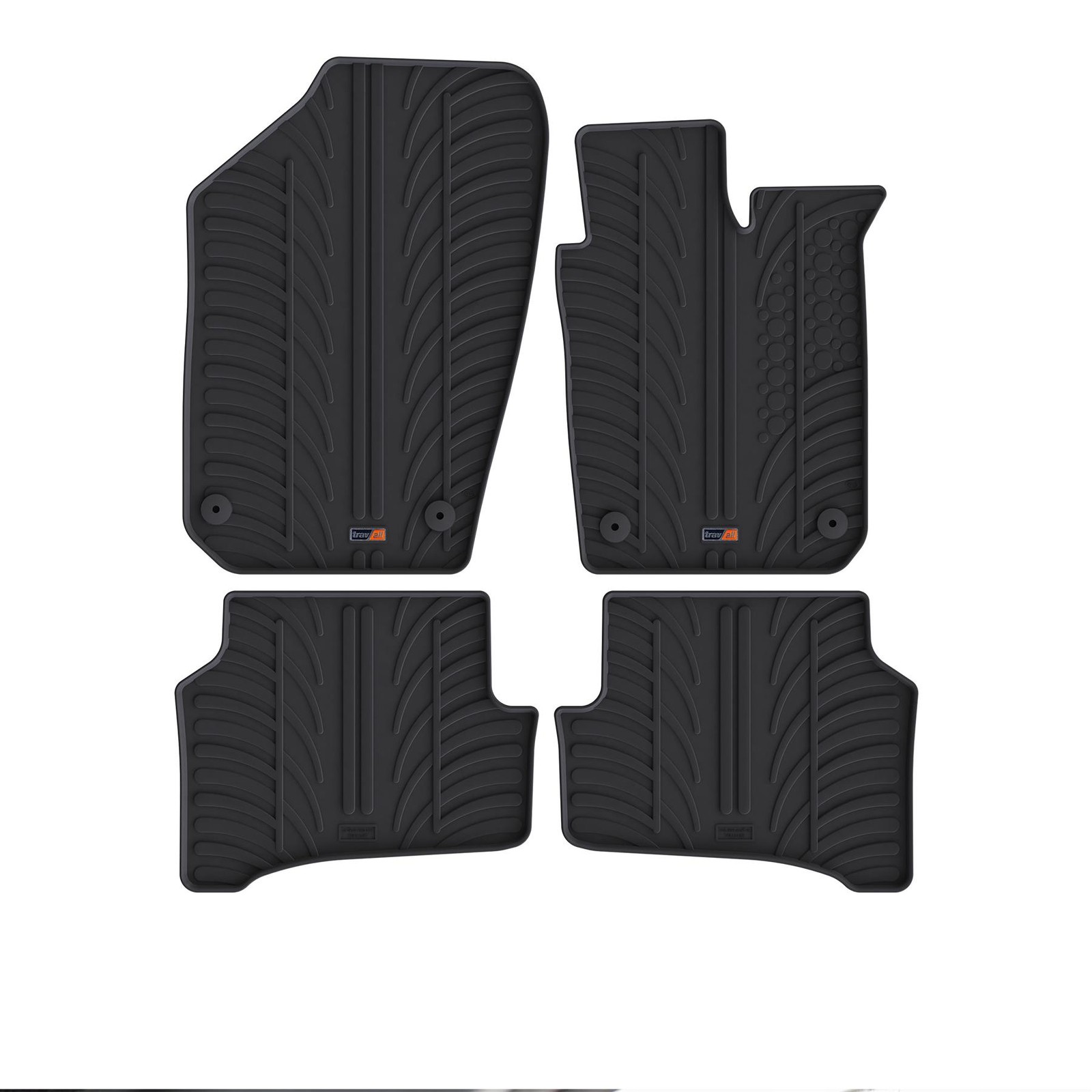 TRAVALL All Weather Floor Mats for Skoda Fabia (2014-2021) Premium Black Rubber