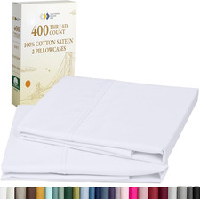 Standard Queen Size Pillowcase Set - 400 Thread Count, 100 Cotton Sateen, Set o