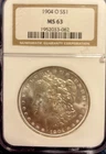 1904-O S $1 MS 63 Graded NGC Morgan Dollar