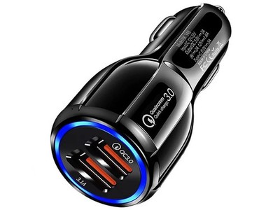 USB Auto Ladegerät 2x USB Quick Charge 3.0 KFZ Schnellladegerät 12V 24V