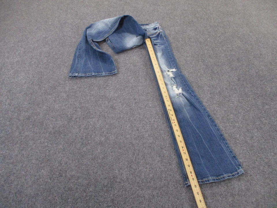 Pantalones de mezclilla Amatista para mujer 9 corte bota estrás desgastados bordados desteñidos Y2K Foto 3 de 4