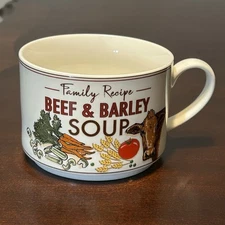 Fabulous Home Family Recipe Beef Barley Soup Bowl Cup Handle With Recipe