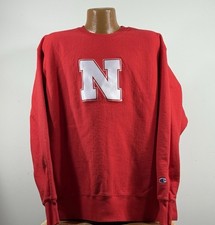 Nebraska Cornhuskers Sweatshirt Reverse Weave Champion Mens Size 2XL Red Huskers