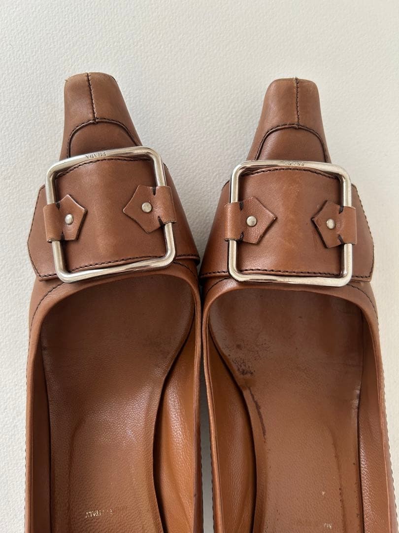 Rare PRADA Brown Leather Buckle Heels Pumps Shoes Women's Size EU36/US6 thumbnail 4