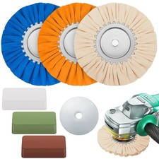 7 Pcs 8" Airway Buffing Wheel Kit in Diameter 5/8" in Arbor Hole, Aluminum Me...
