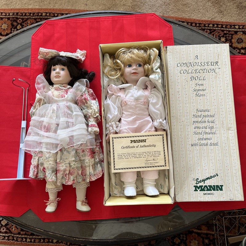 2 Seymour Mann Connoisseur Porcelain  Dolls Vintage Preowned