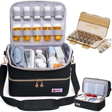 BAGSFY Travel Medicine Bag Organizer with 7-Day Pill Organizer, AM  PM Pill ...