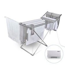 Image of Tower Heated Winged Clothes Airer with Thermal Cover, 230W, Silver, T25003