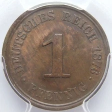 Pièce de Monnaie Reich Allemand Empire 1 Pfennig 1876 J Presque Extremely fine