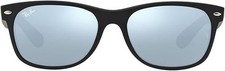Ray-Ban RB2132 622/30 New Wayfarer 55mm Rubber Black Silver Mirror NEW w/ Tags