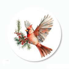 FLYING CARDINAL CHRISTMAS SCRAPBOOK STICKERS PARTY FAVORS ENVELOPE SEALS LABELS