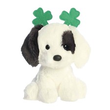 Aurora Clover Dog Plush 6in St Patrick's Day White Lucky Charm
