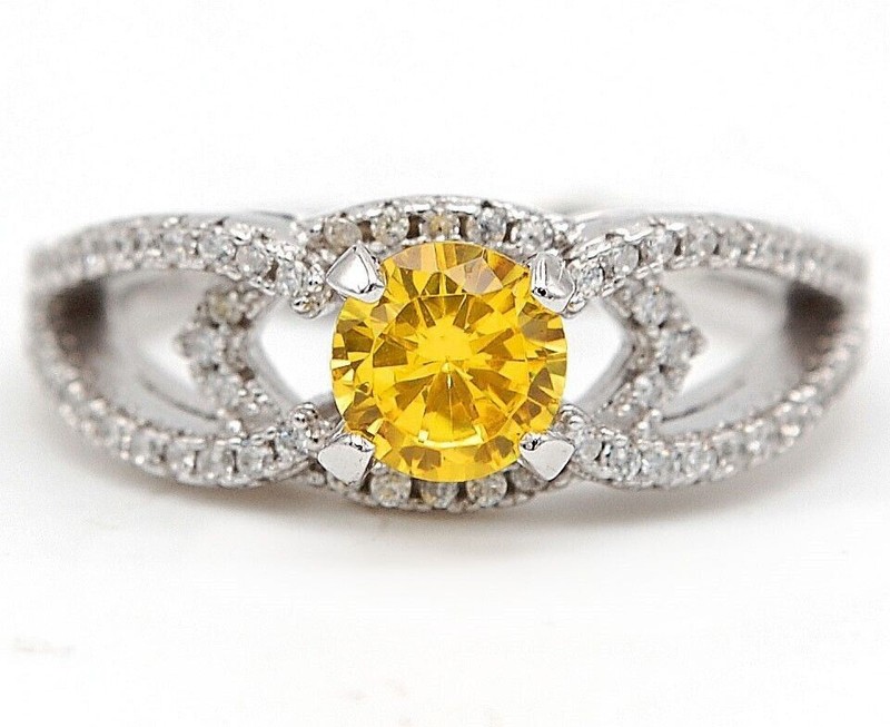 1CT Heat Treated Yellow Topaz 925 Solid Sterling Silver Ring Sz 8 I2-7