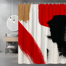 Abstract Red and Black Shower Curtain - Modern Design for Bathroom