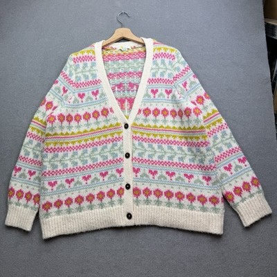BODEN Strickjacke Medium Grobstrick Fairisle Edie Boyfriend Passe Relaxed Floral